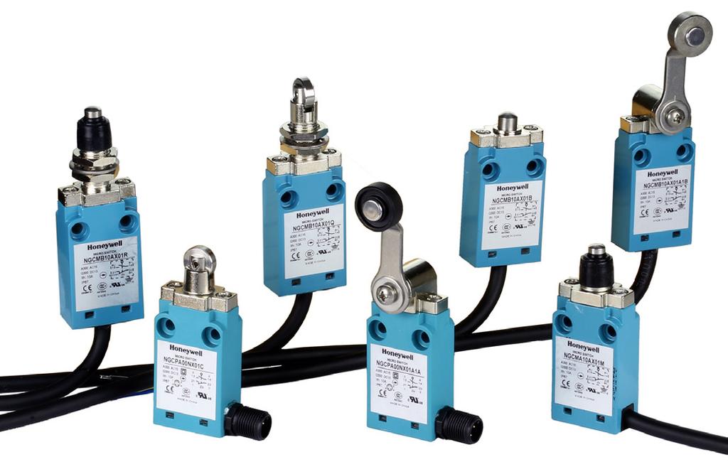 MICRO SWITCH Compact Limit Switches NGC Series 0009 Issue 7 atasheet FETURES SPT or PT configurable circuitry Snap-action, positive-break contacts Silver alloy and gold-plated contact options UL, CE,