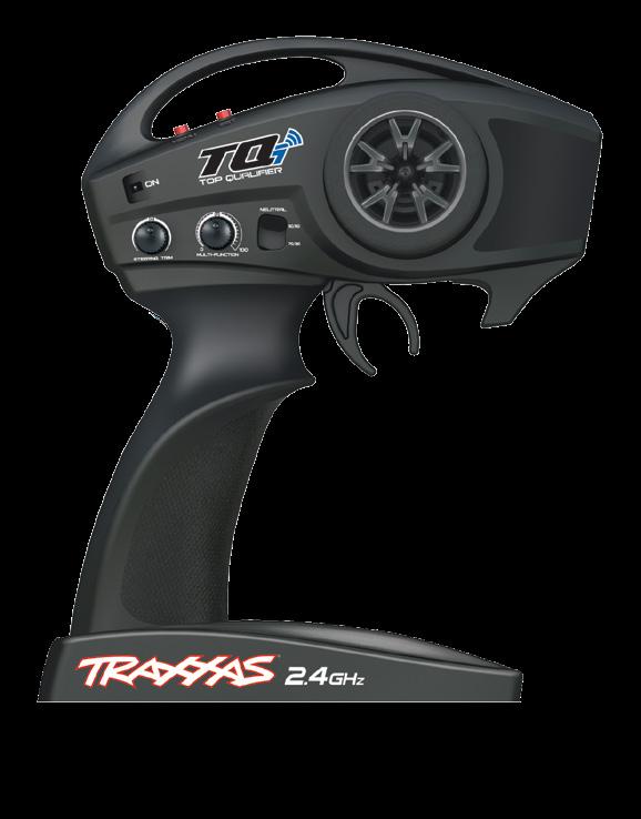 TRAXXAS TQi RADIO SYSTEM Your model is equipped with the TQi 2.4 GHz transmitter with Traxxas Link Model Memory. The transmitter has two channels for controlling your throttle and steering.