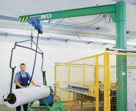 D-GS pillar-mounted slewing cranes 360 Operating range Outreach (mm) 2 3 4 5 6 7 80 SWL (kg) 125 250 500 1000 37684-5X Pillar-mounted slewing cranes offer a significant advantage wherever movement of