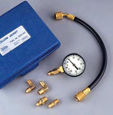 F/ C switchable Determine pump effi ciency, cut-off and suction, as well as analyze or troubleshoot burner effi ciency. Kit includes 2" gauge, 30" 0-150 lb. scale and 12" hose with fi ttings.