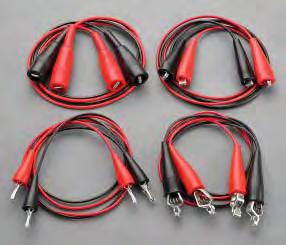 Three large clips other end with red, black and green insulators. 120/240V AC.