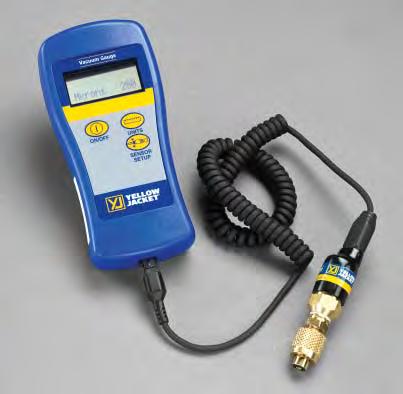 RECOVERY YELLOW JACKET HVAC&R DIGITAL VACUUM GAUGE Seven units of vacuum for confidence HOSES This easy-to-use gauge shows that air and moisture have been removed from the system.