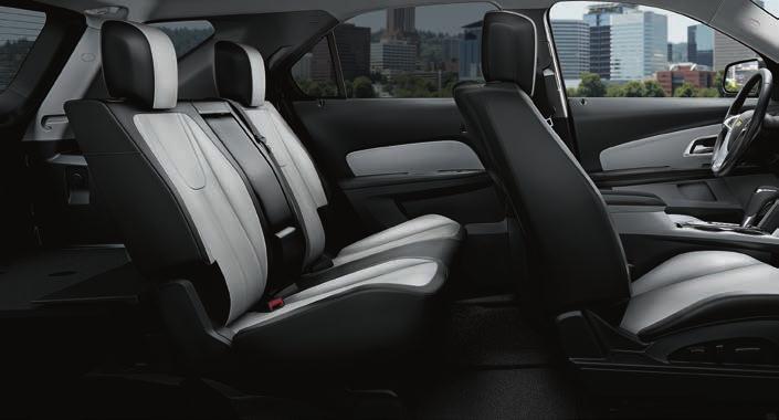 Equinox Premier interior in Light Titanium-Color/Jet Black with available features. ENHANCED COMFORT ZONE.