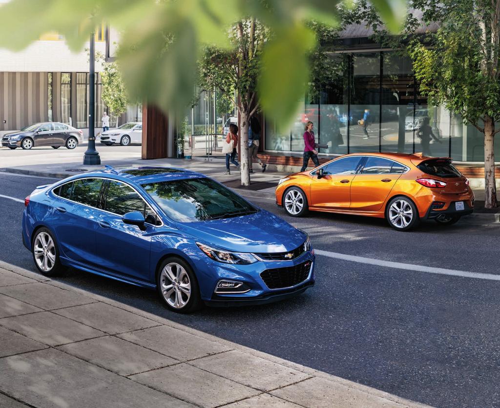 Cruze Premier Sedan in Kinetic Blue Metallic (extra-cost color) with available features including the RS Package.