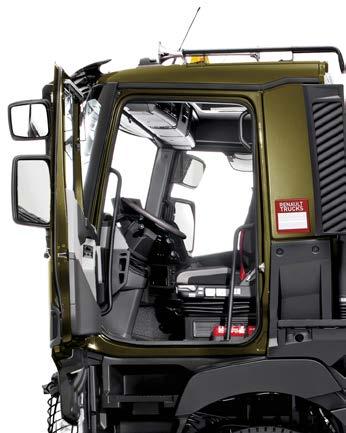 THE ROOF AND REAR OF THE CAB ARE FITTED WITH TWO HANDLES FOR SAFE LOAD ACCESS HANDLES FOR