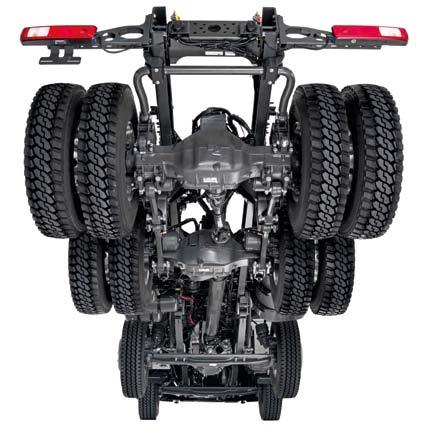 HUB reduction tandem drive axle for greater traction on difficult terrain.