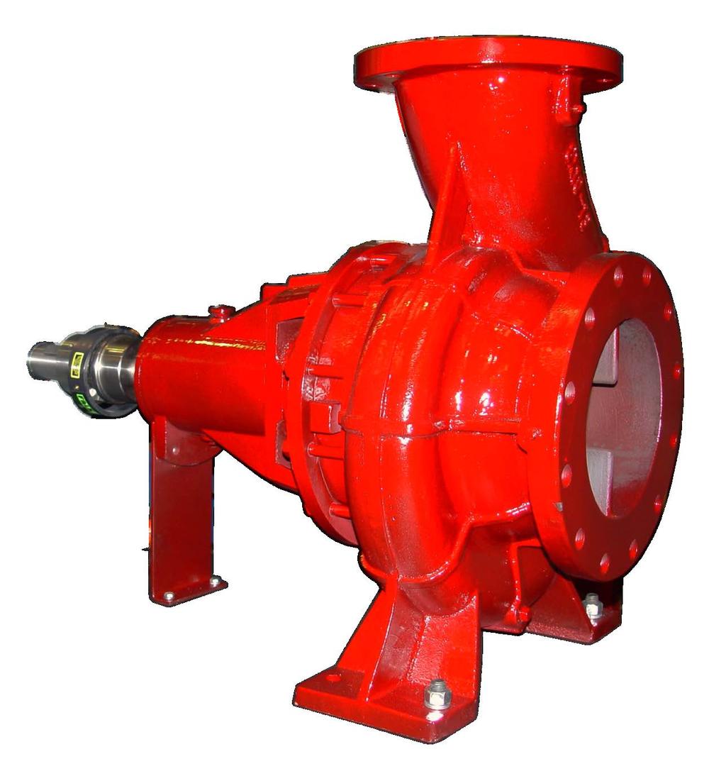 The FP-REF series end suction pumps feature back pull out impellers, centerline discharges, casted integral feet on all casings with heavy casing thickness, impellers with back pump out vanes and