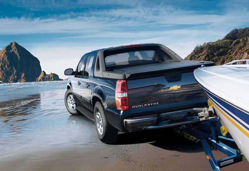 2 OF TOWING CAPACITY for your toys. And if you plan on ride quality, thanks to its COIL SPRING SUSPENSION. Under the hood, Avalanche offers proven VORTEC power the standard 5.