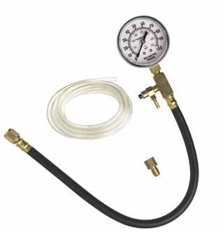 Large easy-to-read pressure gauge Universal rubber adapter fits virtually any size spark plug hole Manual release valve holds peak pressure readings for easy recording Small compact unit fits