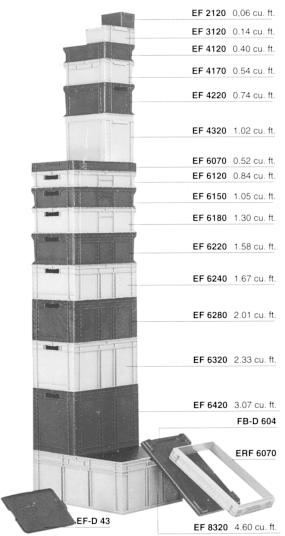 Euro-Fix Containers Co-ordinated Stacking Boxes Multi-Purpose Containers for Universal Applications PRINCIPAL FEATURES: Strong upper rims for secure vertical