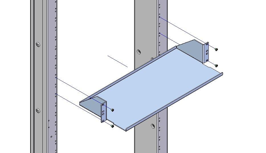 MOUNTING SCREWS (SOLD SEPRTELY) H Ventilated Shelves These cantilever style shelves are formed from 14 gage steel and feature a staggered slot design for ventilation.