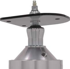 The swedged steel mount base effectively captures and houses the spherical bearing of the stem.