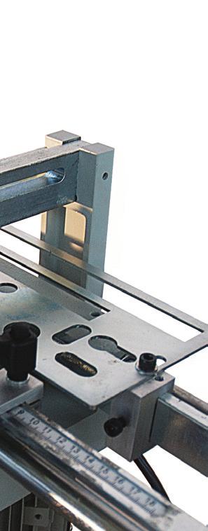 pre-designed metal template which is mounted at the back of the machine.