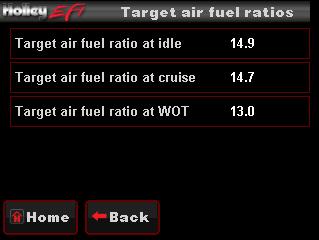 Engines with larger cams may need a richer setting for smoothest idle. Cruise Air/Fuel Ratio Typically between 13.5 