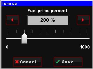 25.1.2 Acceleration Enrichment Changes the accelerator pump function of the fuel injection. Raising the number increases the amount of fuel added when the pedal is pushed.