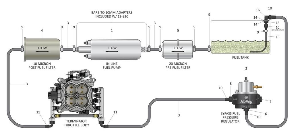 Figure 42 2. Mount the electric fuel pump as close to the fuel tank outlet as possible with the bracket provided.