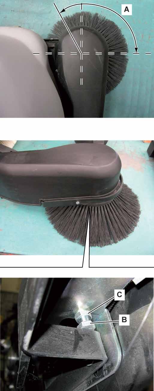 Side Broom System 121 Maintenance and Adjustments Side Broom Height Check and Adjustment Note: Note: Brooms with harder or softer bristles are available.