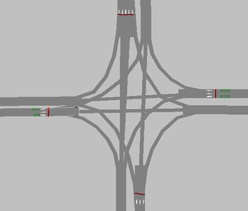 Slow down area was also set in turning lanes, with 25km/h. The stop line scheme was shown in Figure 5. Figure 5. Stop Line Arrangement Figure 6.