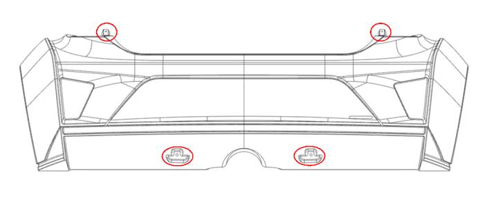 view M15-6) Rear bumper brackets rear view