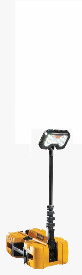 Removable Battery Pack Up to 6,000 lumens 6' deployable mast REMOTE AREA LIGHTING SYSTEM Using solid-state mounted LEDs coupled with a thermally efficient light engine and