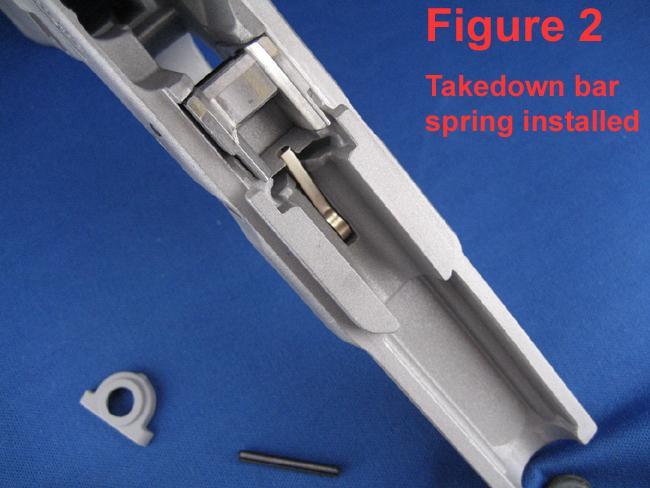 Item #2, the Takedown bar spring (resembles a cotter pin), is to be used in place of the spring from your Glock frame.