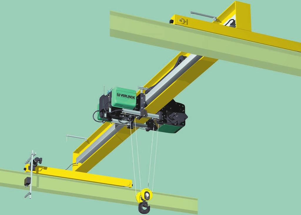 Components for single girder top running crane with cable chain power feeding line Travelling motor gear box. Quietly and smoothly start of the motor : > 2 travelling speed.
