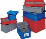 DIVIDABLE GRID CONTAINERS BINS Dividable Grid Containers Dividers Containers can be divided by length and/or width allowing a subdivision down to a 1-1/8" square compartment size. Available in Gray.