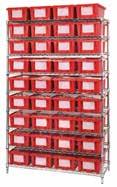 WIRE SHELVING SYSTEMS BINS Chrome Wire Shelving System with Genuine stack and nest totes Offering a whopping 800 lb.