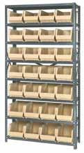 capacity per shelf. Bins available in Blue, Green, Ivory, Red, Yellow, Black and Clear. COMPLETE PACKAGES with bins!