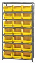 42"W x 75"H 6 shelves and 10 MDRQGH700 15-1/4"L x 19-7/8"W x 12-7/16"H bins