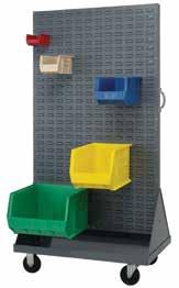 (Bins sold separately) MDRQMD36H Mobile Double Sided Louvered Rack 36"L x 25"W x 72"H Mobile unit accepts all sizes of Ultra Bins (up to 240 bins).