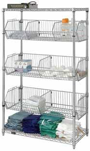 MODULAR WIRE BASKET UNITS WIRE BASKET ADJUST ON 1" INCREMENTS 3 POSITIONS FOR MAXIMIZING EFFICIENCY.