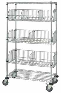 visibility and air circulation. The basket acts as a dispensing and storage module which can be added to 18", 21" and 24" deep shelving units.