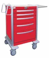 CRASH CARTS CARTS 5 & 6 Drawer Aluminum Crash Carts PERFORMANCE FEATURES New dual pull-out shelves provide additional work surface on both sides of the cart Antimicrobial properties built-in to