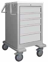 MPH01WMLEC5 24-1/2"D x 23"W x 36"H Drawer configuration from top down: 3"- 3" - 3" - 6" - 6" Economy Carts PERFORMANCE FEATURES Cart includes casters, bumper and top with molded handle Breakaway bar