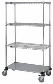 Central supply & distribution Stock rotation Laundry Staging Each unit consists of: 4 - posts 4 - wire shelves 4 - donut bumpers 4-5" poly stem casters, 2 with brake DIMENSIONS SHIP MODEL NO.