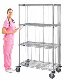The rods & tabs act as a perimeter to retain product. For additional shelves, refer to pg. 4. 3 SIDED, 4 WIRE SHELF CART WITH RODS & TABS DIMENSIONS SHIP MODEL NO.
