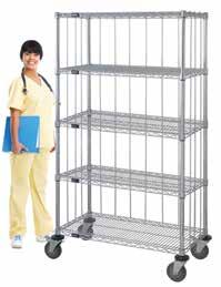 Enclosure dolly base truck using rods & tabs allows for heavier load transport. The rods & tabs act as a perimeter to retain product. For additional shelves, refer to pg. 4.