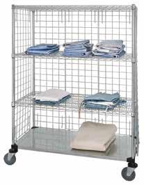 WIRE 4 SHELF LINEN CARTS Linen Carts COMPLETE CARTS INCLUDE caster kit for mobility! CART COVERS Protect against pilferage, airborne dust, water and other contaminants!