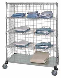 5 SHELF LINEN CARTS WIRE Linen Carts COMPLETE CARTS INCLUDE caster kit for mobility! CART COVERS Protect against pilferage, airborne dust, water and other contaminants!