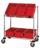 WIRE SLANTED SHELF CARTS Work Station Carts - the ideal work-in-process cart! The sloped shelves allow for high visibility, productive rotations & gravity feed.