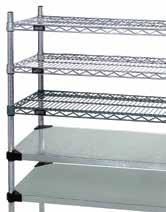 WIRE WIRE SHELVING Shelves - Finish Options Chrome - A bright, shiny surface which comes from a plating process where hard chrome is deposited over a nickel surface.