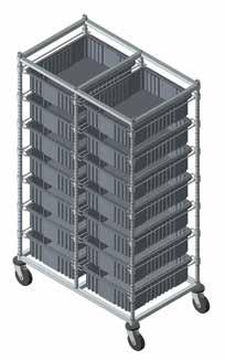 DOUBLE & TRIPLE BAY BIN CARTS WIRE Double & Triple Bay Bin Carts Offering two heights and three bin quantity designs, these modular carts are the ultimate work-in-process and transport cart.