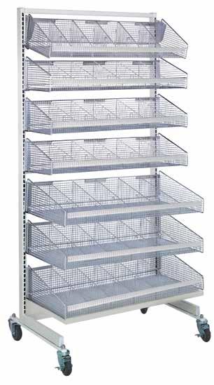 SPECIALTY SHELVING PARTITION WALL SYSTEMS CHOOSE YOUR IDEAL position FIRST POSITION 8º slope SECOND POSITION 10º slope THIRD POSITION 30º slope 3 DIVIDERS Included per 18" basket 5 DIVIDERS Included