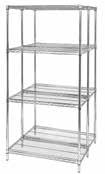 63" WIRE SHELVING UNITS WIRE Starter Kits Heavy-duty shelving unit allows up to 800 lb. shelf capacity. Starter kits come complete with 4 posts and 4 or 5 shelves.