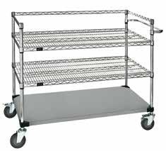 Finish: 304 Stainless Steel Finish: 304 Stainless Steel Each unit consists of: 4-42" stainless steel posts 2 - stainless steel wire shelves 1 - stainless steel solid shelf 1 - stainless steel 3-sided