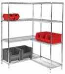 WIRE 74" WIRE SHELVING UNITS Starter Kits Heavy-duty shelving unit allows up to 800 lb. shelf capacity. Starter kits come complete with 4 posts and 4 or 5 shelves.
