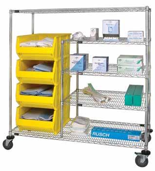 Cart Finish: Chrome Available in: Blue Red Yellow NO. OF NO. OF BIN DIMENSIONS SHIP MODEL NO.