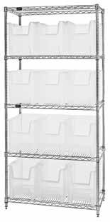 CLEAR-VIEW GIANT STACK & STOCK CONTAINERS AND WIRE SHELVING SYSTEMS BINS Available in: Clear OUTSIDE DIMENSIONS CTN CTN CTN MODEL NO.