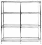 86" WIRE SHELVING UNITS WIRE Starter Kits Heavy-duty shelving unit allows up to 800 lb. shelf capacity. Starter kits come complete with 4 posts and 4 or 5 shelves.